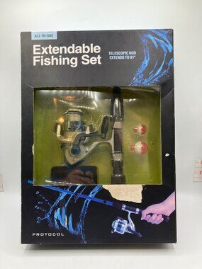Extendable Fishing Rod Set New in Box by Protocol Rod Extends to 61"